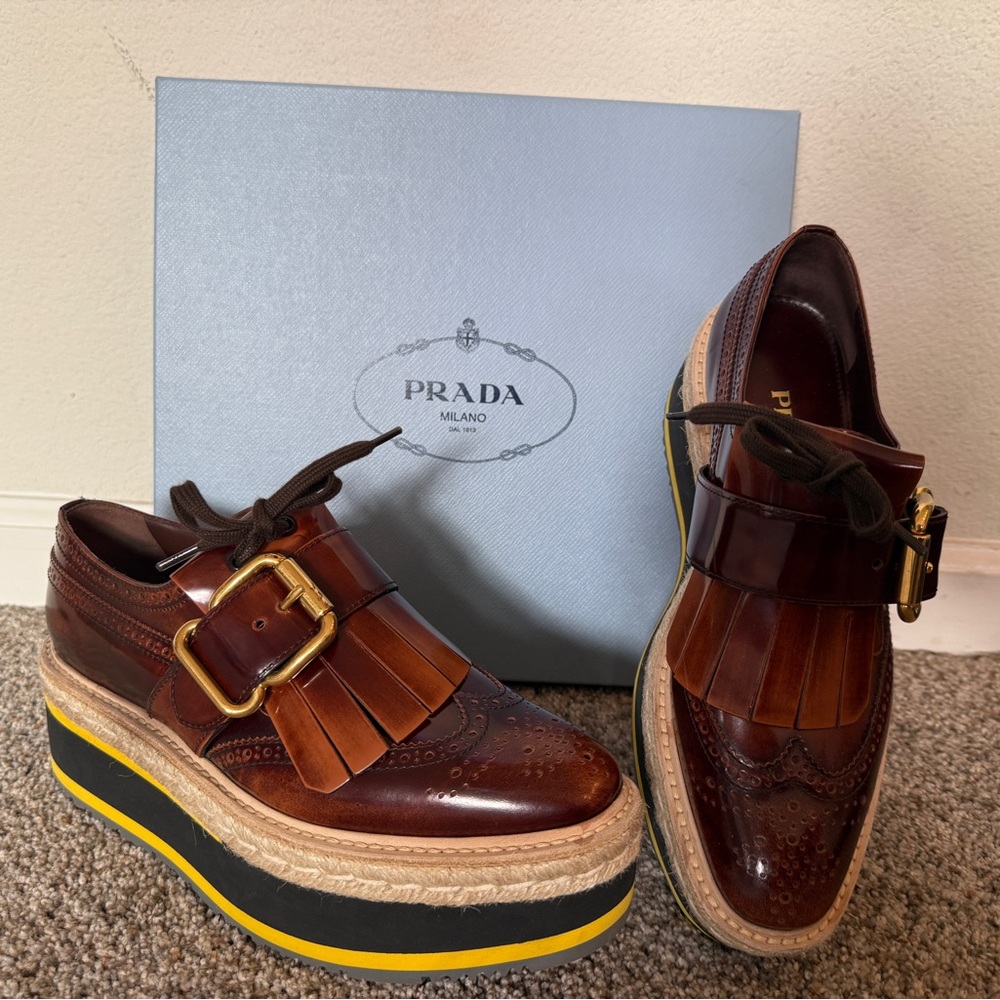 Prada women's Brown Leather Loafers
